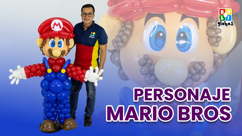 Personaje de Mario Bross con globos